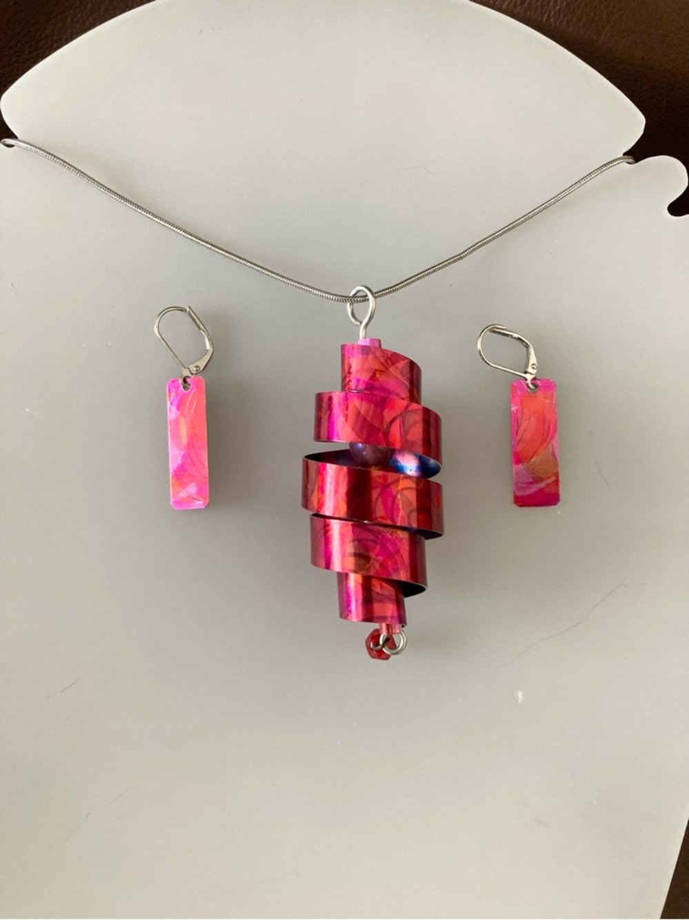 Manifest Design Canada Anodized Aluminum Spiral Pendant & Earring Set